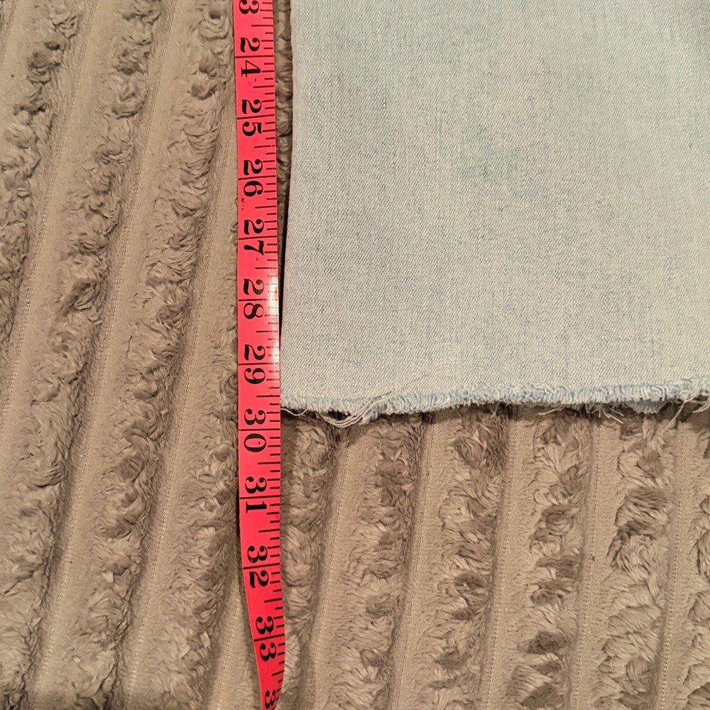 OAT New York High Rise Wide Leg Jeans Light Wash Raw Hem Patch Pockets Size 6/28 - Picture 7 of 8
